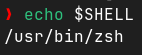 Prompt de la commande echo $SHELL dans un terminal
